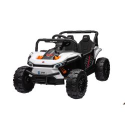 Električni autić UTV Mali 12V, bijeli, pogon na stražnje kotače, 12V baterija, plastični kotači, široko dvostruko sjedalo, 2,4 GHz daljinski upravljač, jednosjed, MP3 player s USB/SD ulazom, LED svjetla