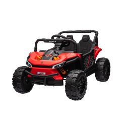 Električni autić UTV Mali 12V, crveni, Pogon na stražnje kotače, 12V baterija, Plastični kotači, široko dvostruko sjedalo, 2,4 GHz Daljinski upravljač, Jednosjed, MP3 player s USB/SD ulazom, LED svjetla