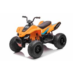 Licencirani električni četverocikl McLaren Racing MCL 12V 4X4, narančasti, mekani EVA kotači, DALJINSKI UPRAVLJAČ, kožno sjedalo, opružna stražnja osovina, 4 x 35W motor, LED svjetla, baterija 12V10Ah