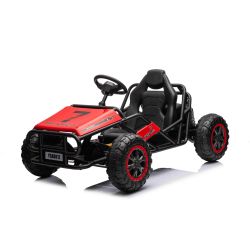 Električni karting SPORT-KART 24V, crveni, EVA kotači, kožno sjedalo, 2 x 50W motor, 24V baterija, masivna metalna konstrukcija