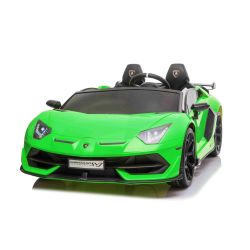  Dječji auto na akumulator Lamborghini Aventador 12V, zeleni, vrata na okomito otvaranje, 2 x 12V motor, 12V baterija, daljinsko upravljanje 2,4 Ghz, mekani EVA kotači, ovjes, lagani start, Mp3 uređaj s USB ulazom, originalna licenca