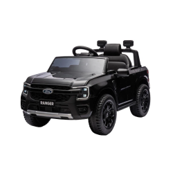 Električni autić FORD Ranger 12V, crna, Kožno sjedalo, 2,4 GHz daljinski upravljač, Bluetooth / USB ulaz, Ovjes, 12V baterija, Plastični kotači, 2 X 30W MOTOR, ORIGINALNA licenca