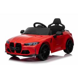 BMW M4 električni auto, crveni, 2.4 GHz daljinski upravljač, USB / Aux ulaz, ovjes, 12V baterija, LED svjetla, 2 X MOTORA, ORIGINALNA licenca