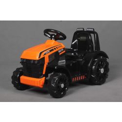 Dječji traktor na akumulator FARMER, narančasti, stražnji pogon, 6V baterijom, plastičnim kotačima, širokim sjedalom, motorom od 20 W, jednosjed, upravljanje volanom, LED svjetla