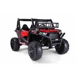 Dječji auto na akumulator UTV 24V, crveni, dvosjed, 2 x 200 W motor, EVA kotači, ovjes osovine, električna kočnica, tapecirano sjedalo, 2.4 GHz daljinski upravljač, USB, AUX