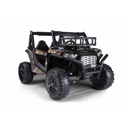 Dječji auto na akumulator UTV 24V, Crna, dvosjed, 2 x 200 W motor, Litijeva baterija, EVA kotači, ovjes osovine, električna kočnica, tapecirano sjedalo, 2.4 GHz daljinski upravljač, USB, AUX