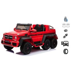 Dječji auto na akumulator Mercedes-Benz G63 6X6, MP3 player, svjetla na podvozju, 2.4Ghz, 12V14AH, prijenosno kućište akumulatora, 4 X MOTOR, daljinsko upravljanje, mekani EVA kotači, FM Radio, Servomotor, 2 pedale, crveni