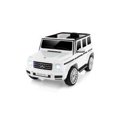 Elektrické autíčko Mercedes G, biele, EVA kolesá, Jednomiestné sedadlo, Lítiová batéria, 2,4 GHz DO, 2XMOTOR, USB, SD karta, ORGINAL licencia