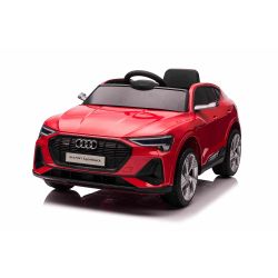 Električni autić Audi E-tron Sportback 12V, crveni, široko jednosjedno sjedalo s pojasom u tri točke, 2,4 GHz daljinski upravljač, USB/AUX ulaz, ovjes, litijeva baterija, LED svjetla, 2 X 25W motor, ORIGINALNA registracija