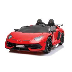 Dječji auto na akumulator Lamborghini Aventador 12V, crveni, vrata na okomito otvaranje, 2 x 12V motor, 12V baterija, daljinsko upravljanje 2,4 Ghz, mekani EVA kotači, ovjes, lagani start, Mp3 uređaj s USB ulazom, originalna licenca 