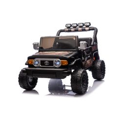 Električni autić Toyota FJ Cruiser XXL s 4x4 pogonom, licencirani (dvosjed), boja pijeska crna, prijenosna litijeva baterija, visoka šasija, dva sjedala, stražnja ovjesna osovina, 2,4 GHz daljinski upravljač, MP3 player s Bluetoothom, LED svjetla