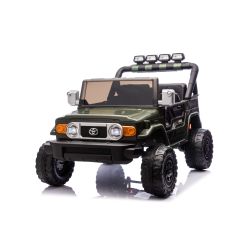 Električni autić Toyota FJ Cruiser XXL s 4x4 pogonom, licenciran (dvosjed), zeleni, prijenosna litijeva baterija, visoka šasija, dva sjedala, stražnja ovjesna osovina, 2,4 GHz daljinski upravljač, MP3 player s Bluetoothom, LED svjetla